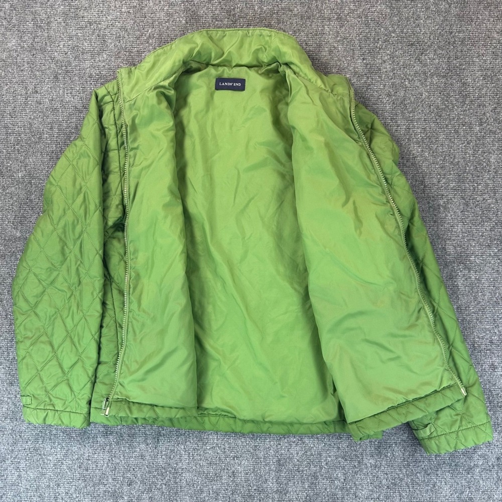 Lands End Quilted Puffer Insulated  Lightweight Jacket Womens M Green *Read‎